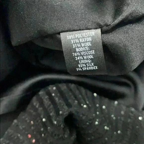 St. John, Beige-black sequin Wool Midi Dress, 12 - Picture 6 of 7